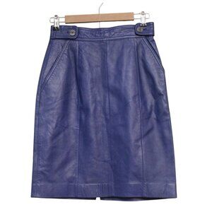 Vintage 80s 90s Genuine Leather Skirt Size 8 Blue Purple Glam Rock Retro Punk